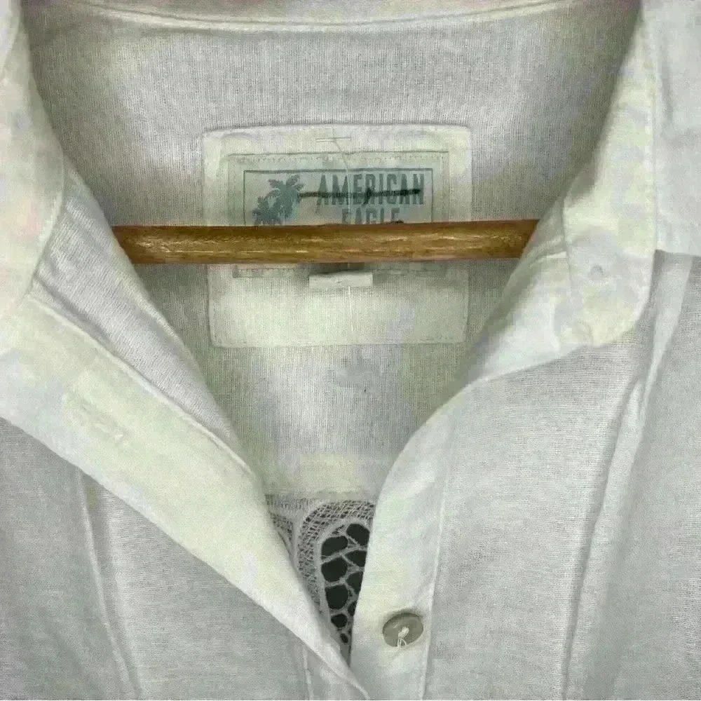 AMERICAN EAGLE OUTFITTERS Women’s Oversize White Lace Button Down Shirt Size S - Picture 5 of 6